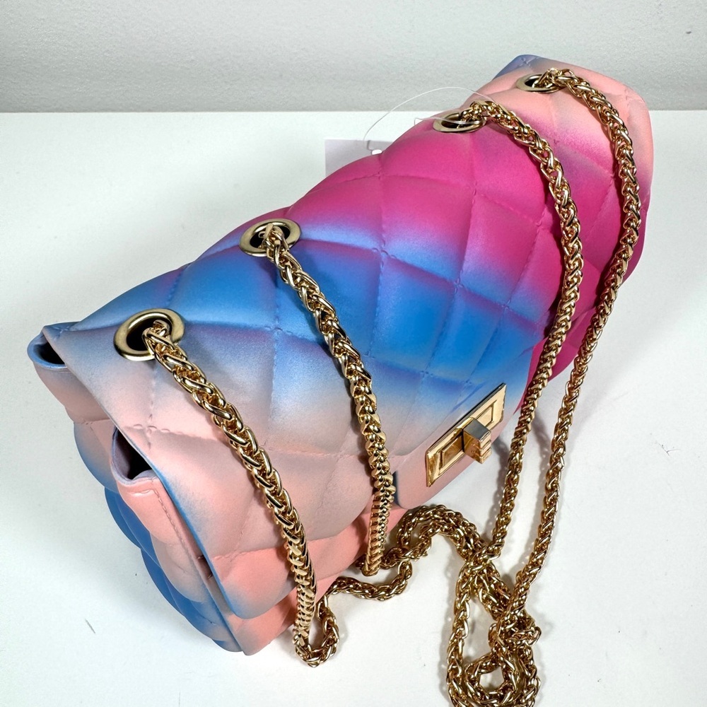 Gradient Quilted Chain Crossbody Bag Pastel Pink Blue NWT - Picture 3 of 6